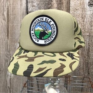 Vintage Rocky Mountain Elk Foundation Padded Camo Snapback Cap Hat